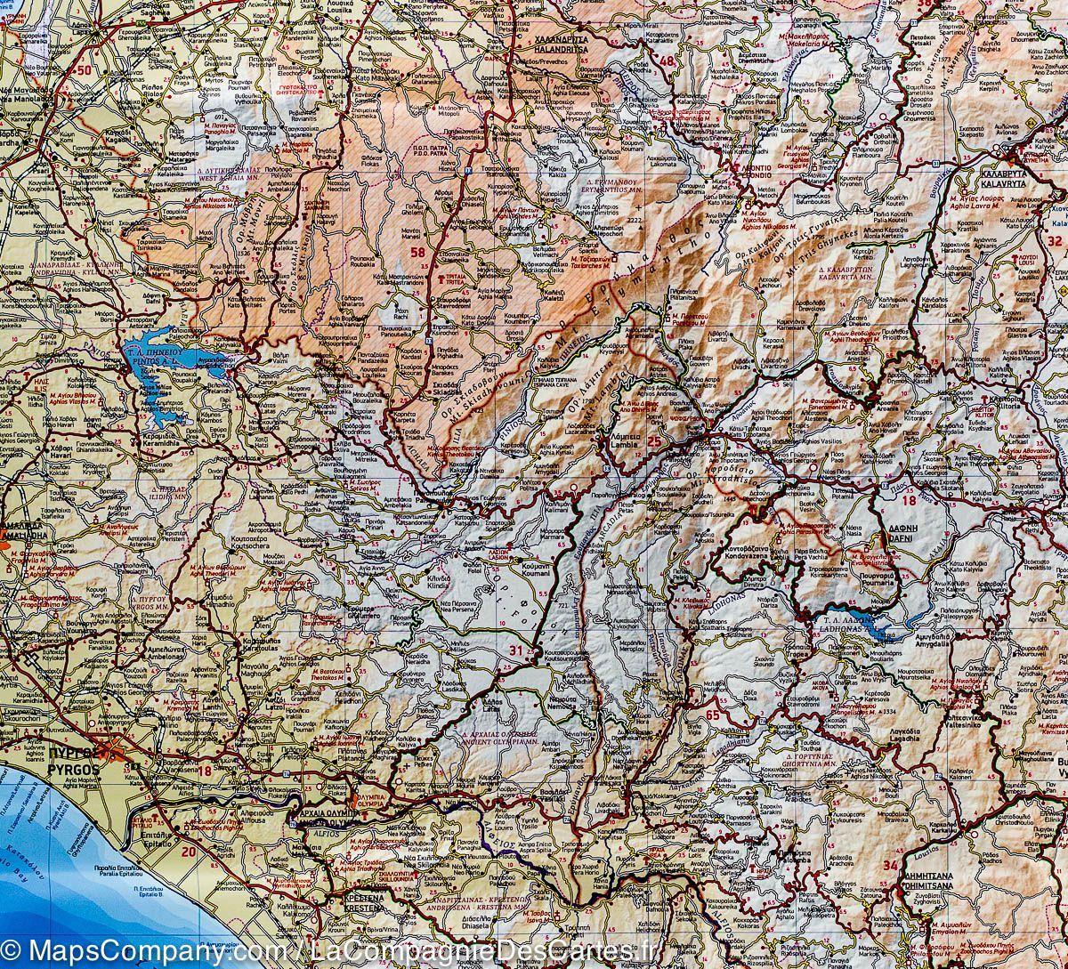 Carte de voyage n° 6 - Péloponnèse (Grèce) | Terrain Cartography carte routière Terrain Cartography