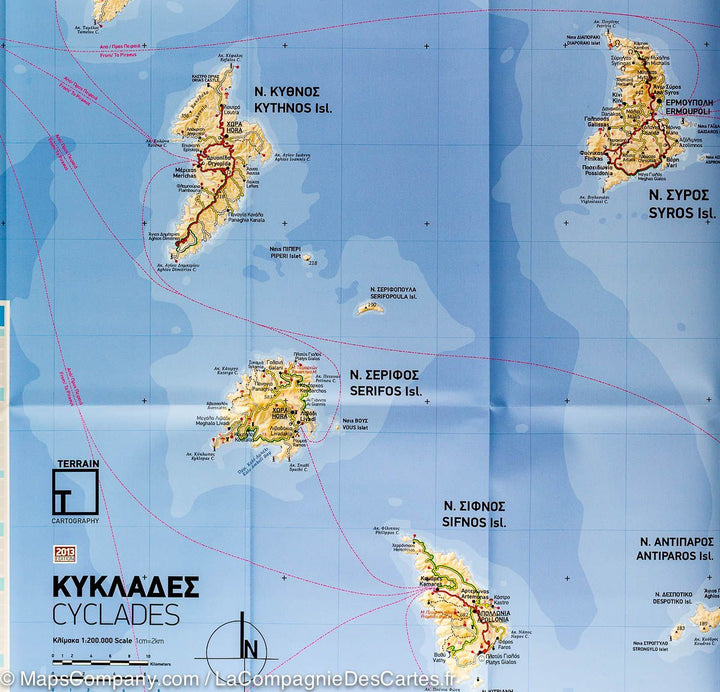 Carte de voyage n° 8 - Cyclades (Grèce) | Terrain Cartography carte pliée Terrain Cartography 