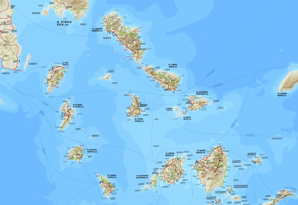 Carte de voyage n° 8 - Cyclades (Grèce) | Terrain Cartography carte routière Terrain Cartography