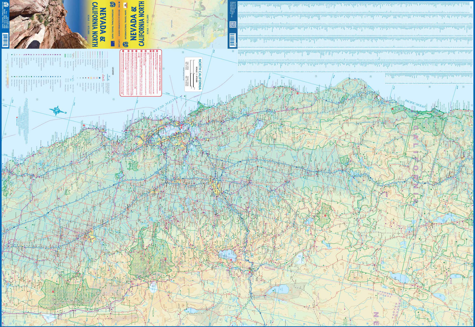 Carte de voyage - Nevada & Californie du Nord | ITM carte routière ITM