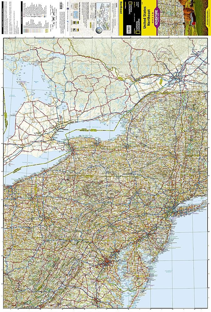 Carte de voyage - Nord - est des USA | National Geographic carte routière National Geographic