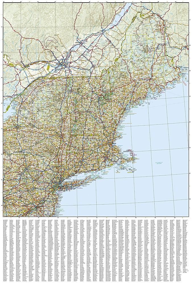 Carte de voyage - Nord - est des USA | National Geographic carte routière National Geographic