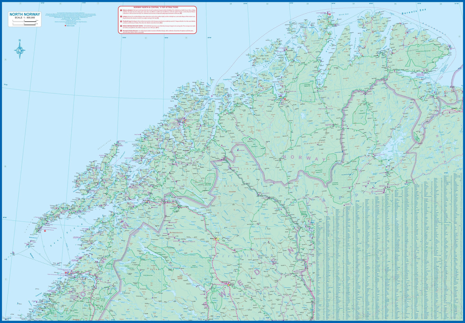 Carte de voyage - Norvège Nord & Centre | ITM carte routière ITM