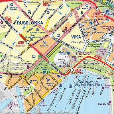 Carte de voyage - Norvège Sud & Plans d'Oslo et Bergen | ITM carte routière ITM