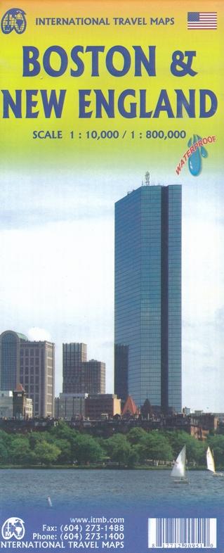 Carte de voyage - Nouvelle-Angleterre & Plan de Boston | ITM carte routière ITM