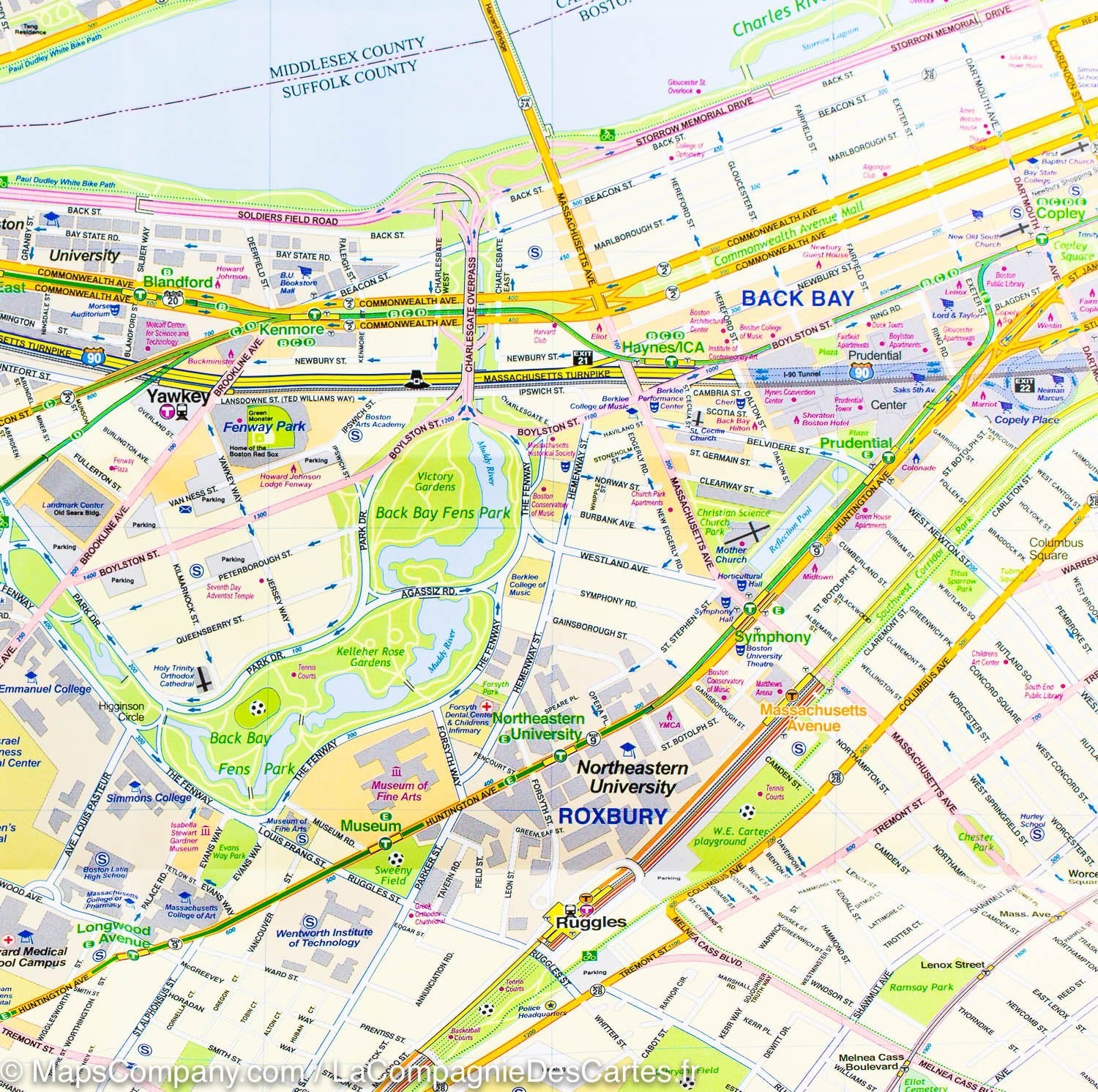 Carte de voyage - Nouvelle-Angleterre & Plan de Boston | ITM carte routière ITM