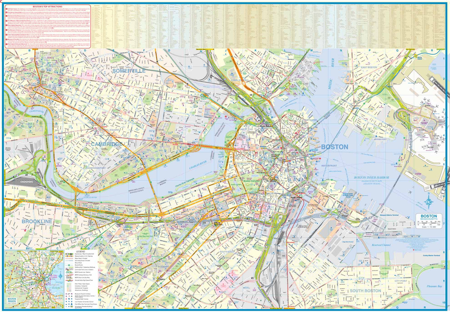 Carte de voyage - Nouvelle-Angleterre & Plan de Boston | ITM carte routière ITM