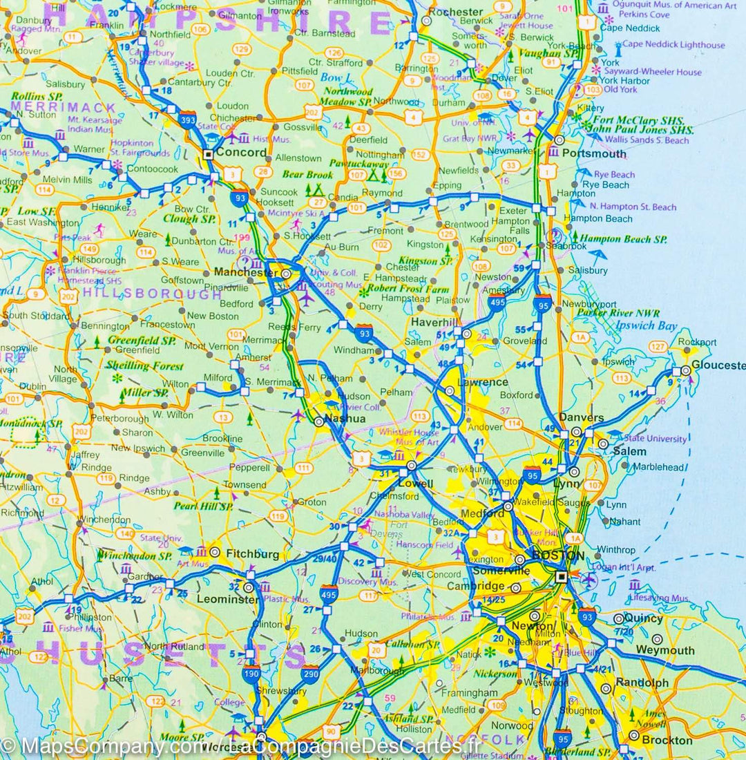 Carte de voyage - Nouvelle-Angleterre & Plan de Boston | ITM carte pliée ITM 