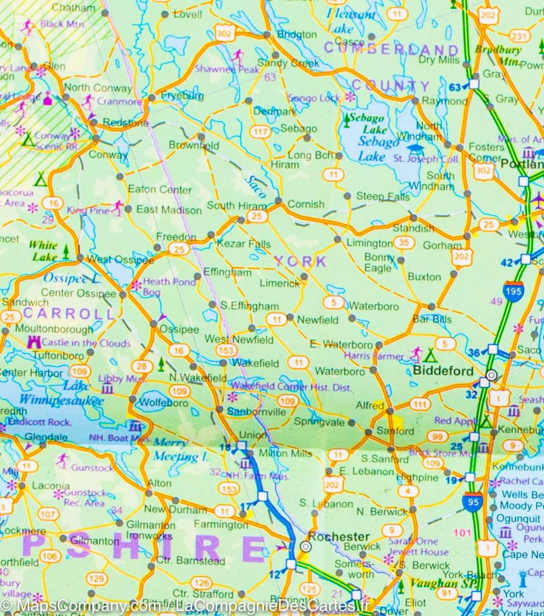 Carte de voyage - Nouvelle-Angleterre & Plan de Boston | ITM carte routière ITM