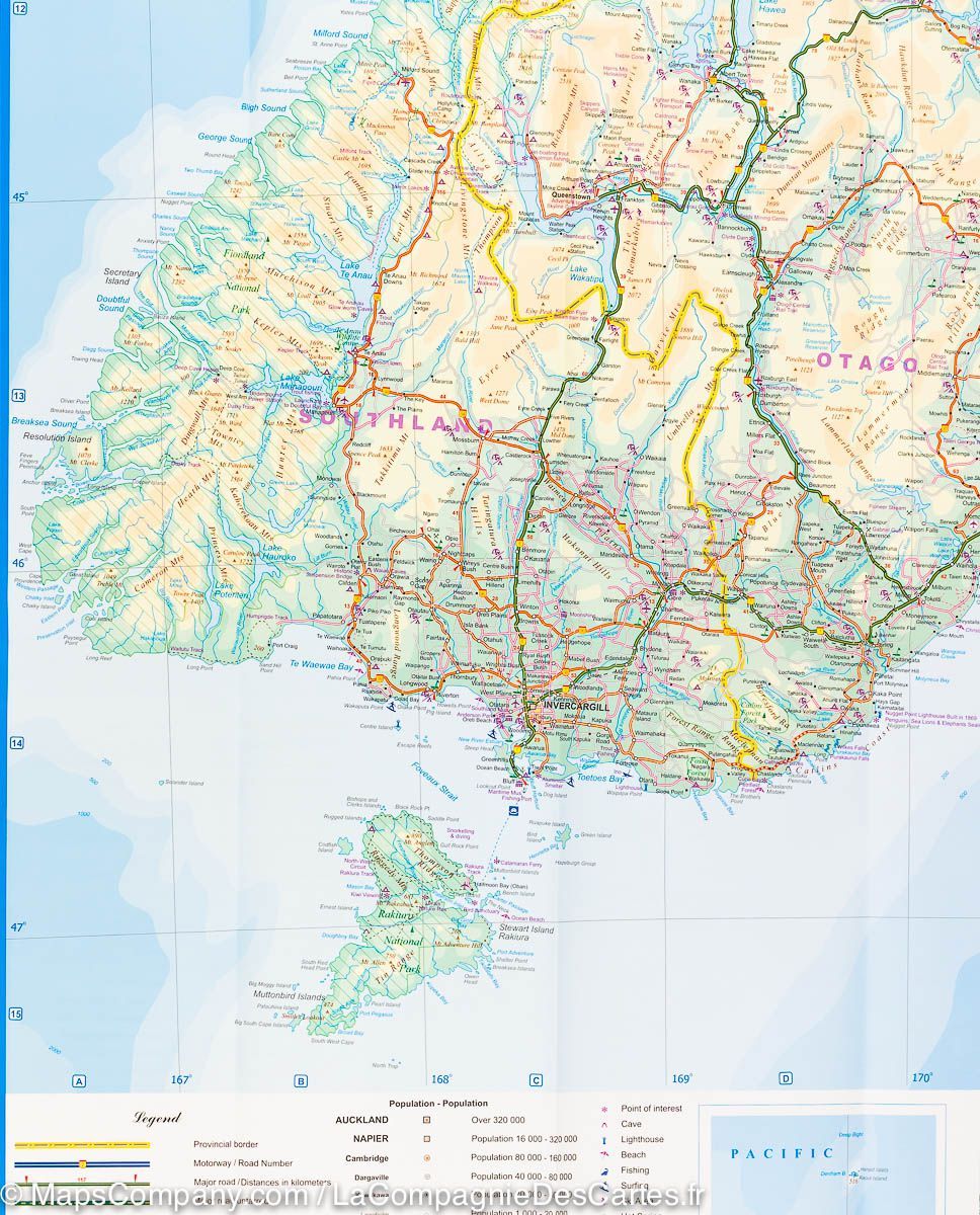 Carte de voyage - Nouvelle Zélande | ITM carte routière ITM