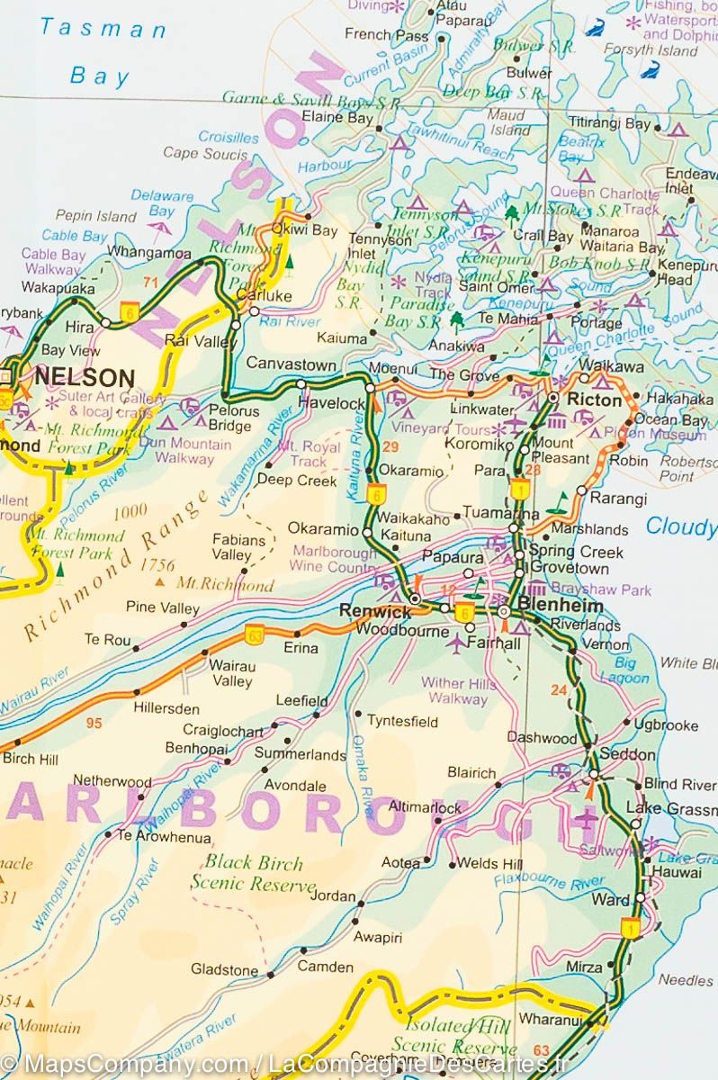 Carte de voyage - Nouvelle Zélande | ITM carte routière ITM