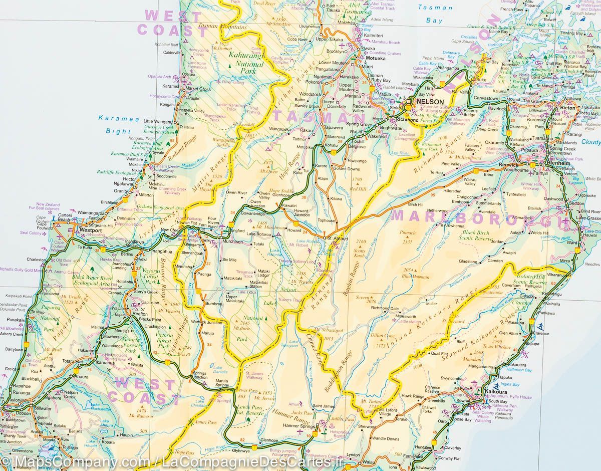 Carte de voyage - Nouvelle Zélande | ITM carte routière ITM