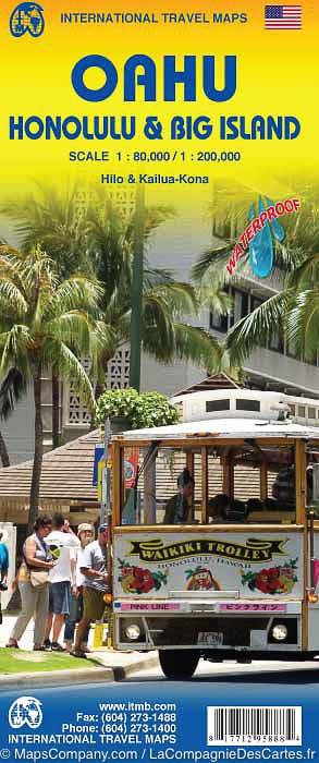 Carte de voyage - Oahu, Big Island & Honolulu (Hawaii) | ITM carte routière ITM
