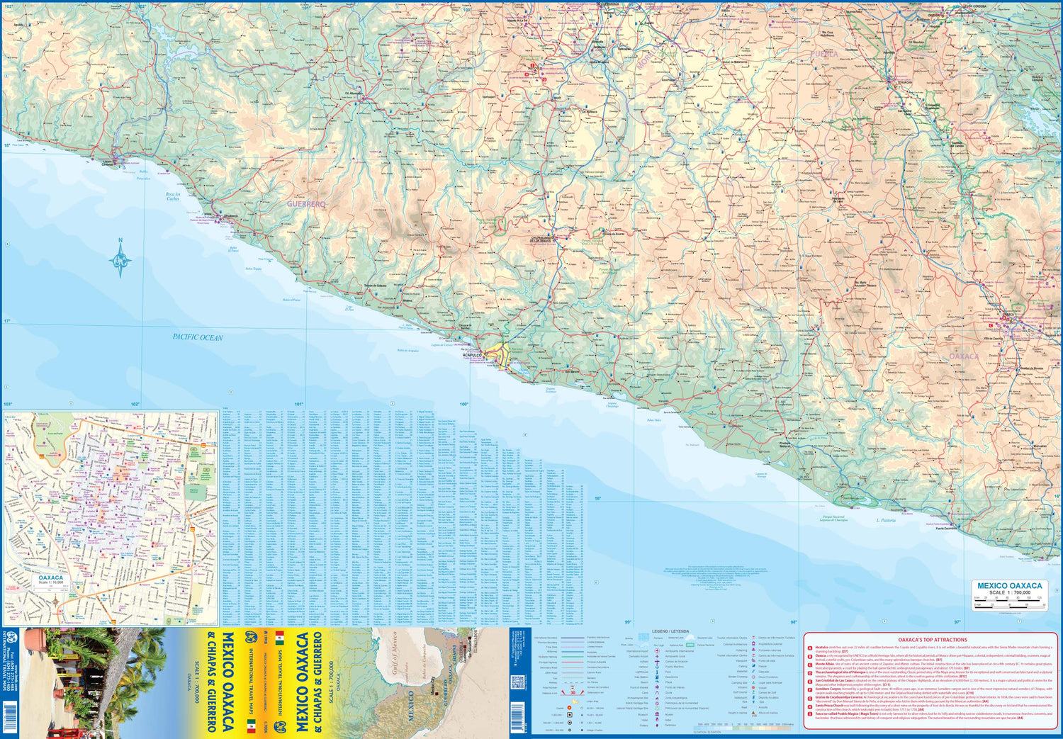Carte de voyage - Oaxaca, Chiapas, Guerrero (Mexique) | ITM carte routière ITM