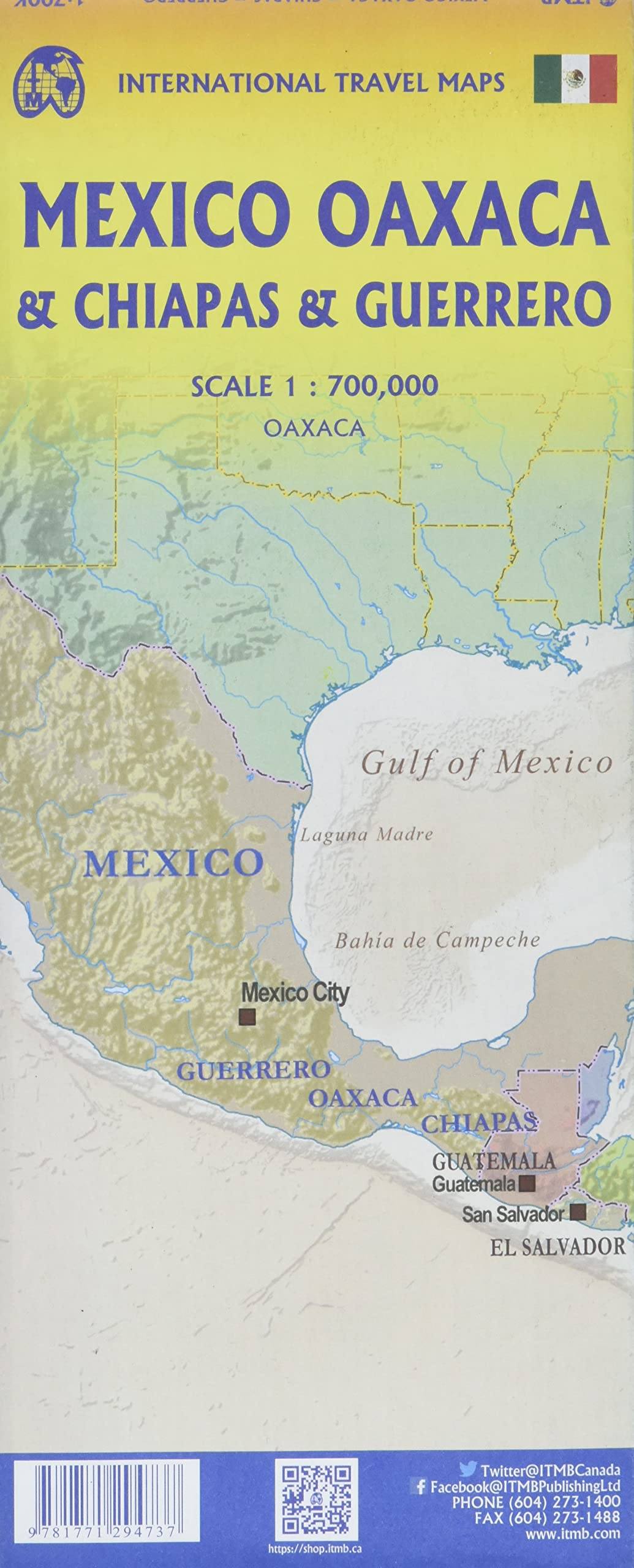 Carte de voyage - Oaxaca, Chiapas, Guerrero (Mexique) | ITM carte pliée ITM 