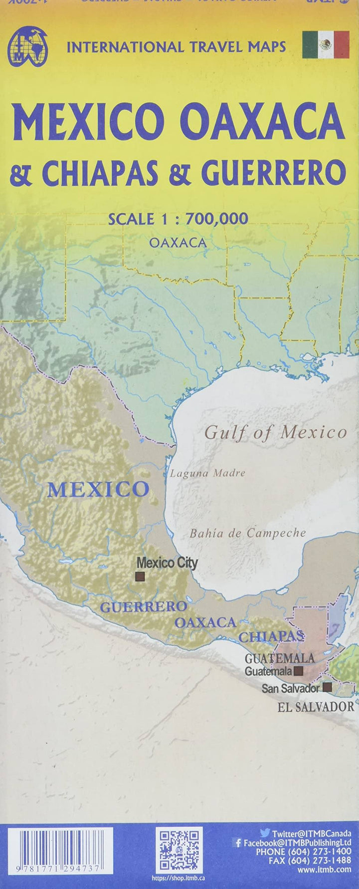 Carte de voyage - Oaxaca, Chiapas, Guerrero (Mexique) | ITM carte pliée ITM 