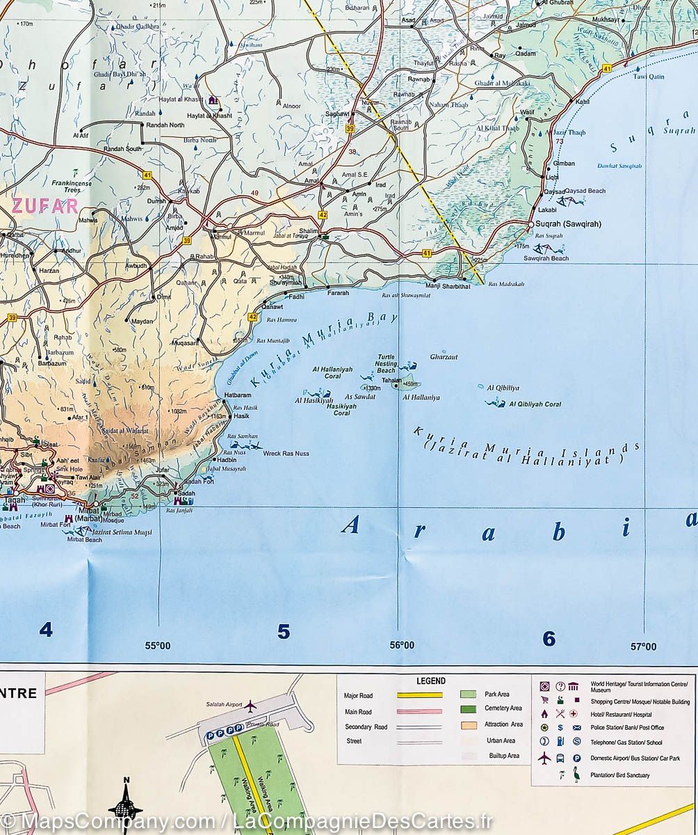 Carte de voyage - Oman & Yemen | ITM carte routière ITM