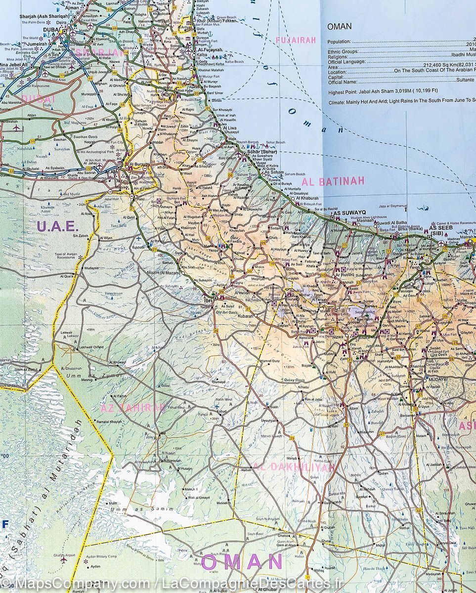 Carte de voyage - Oman & Yemen | ITM carte routière ITM