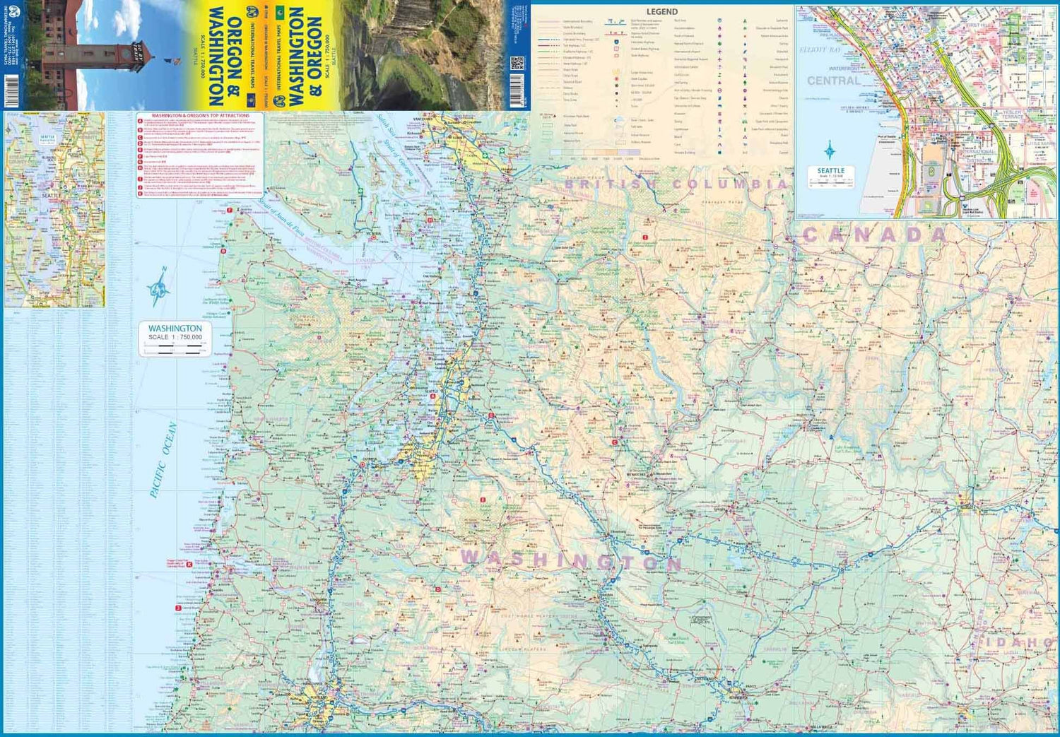 Carte de voyage - Oregon & état de Washington | ITM carte routière ITM