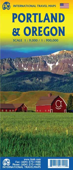 Carte de voyage - Oregon & Plan de Portland | ITM carte routière ITM