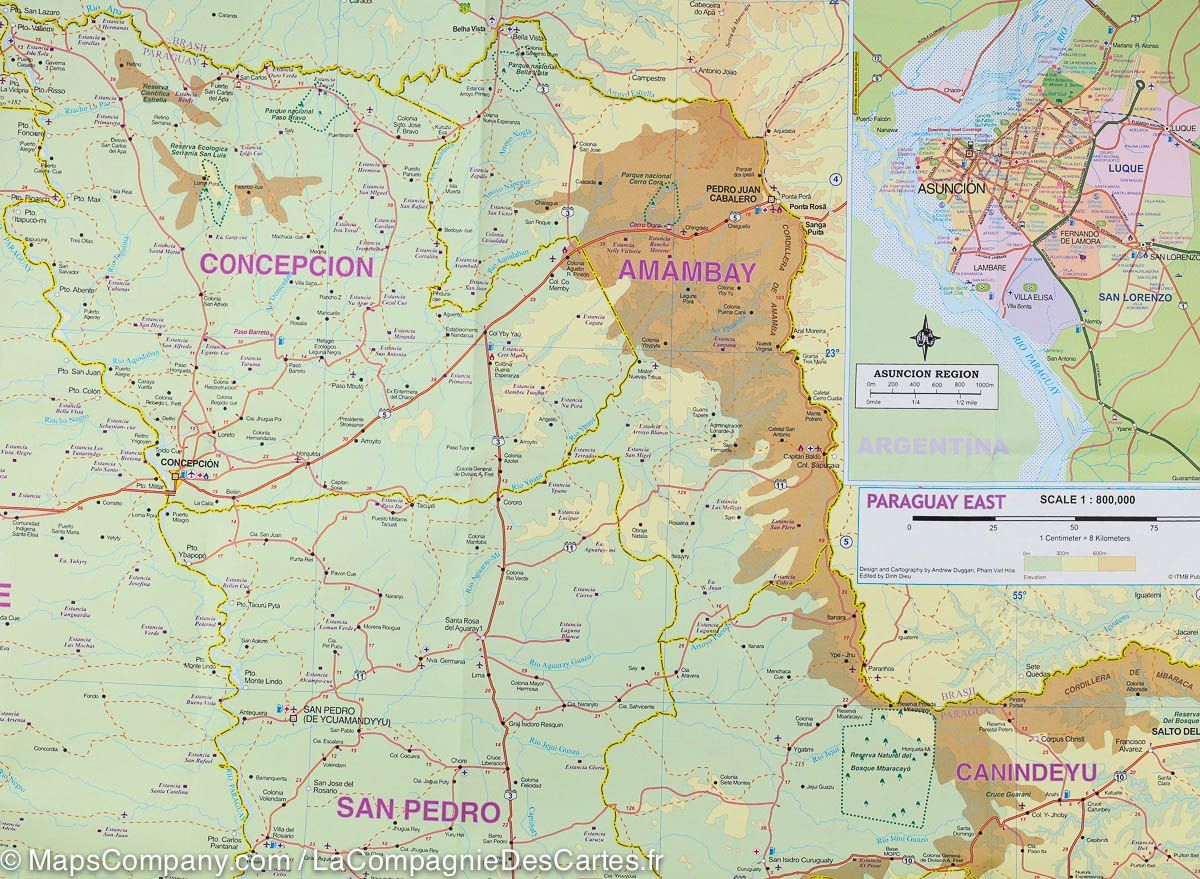 Carte de voyage - Paraguay & Bolivie Sud | ITM carte routière ITM