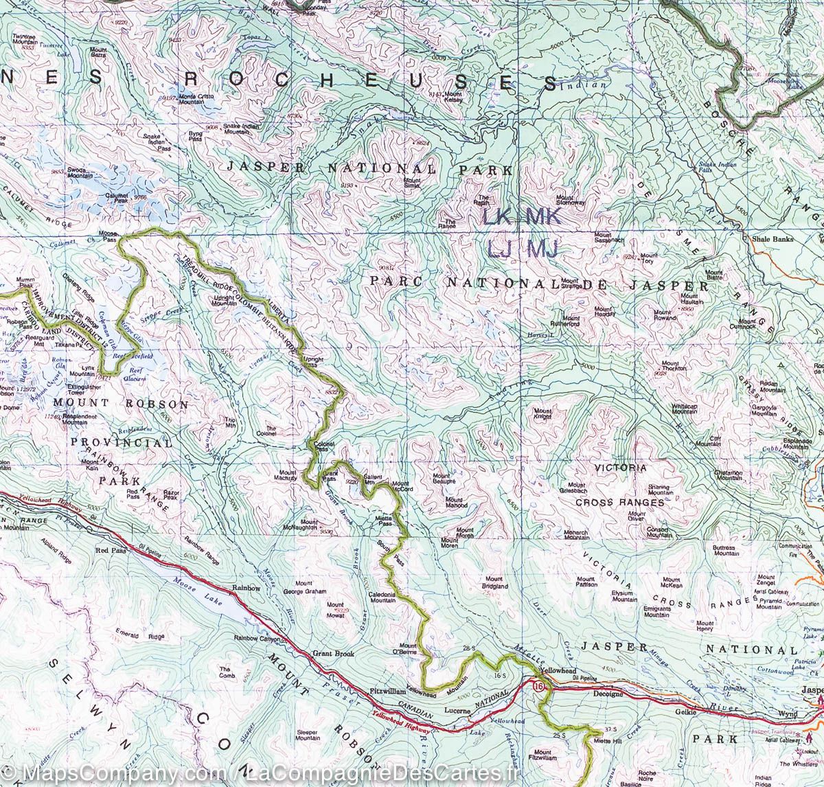 Carte de voyage - Parc National Jasper & Alberta Nord | ITM carte routière ITM