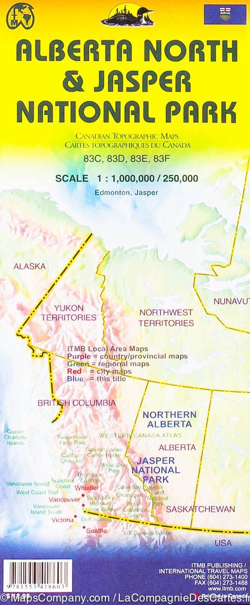 Carte de voyage - Parc National Jasper & Alberta Nord | ITM carte routière ITM