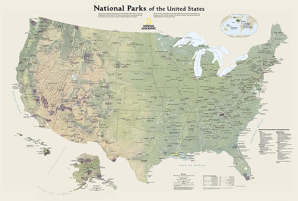 Carte de voyage - Parcs nationaux des États-Unis | National Geographic carte routière National Geographic