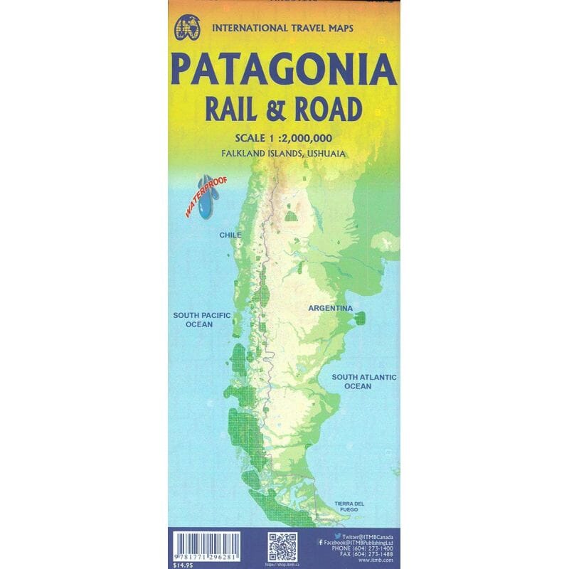 Carte de voyage - Patagonie (routes et chemins de fer) | ITM carte routière ITM