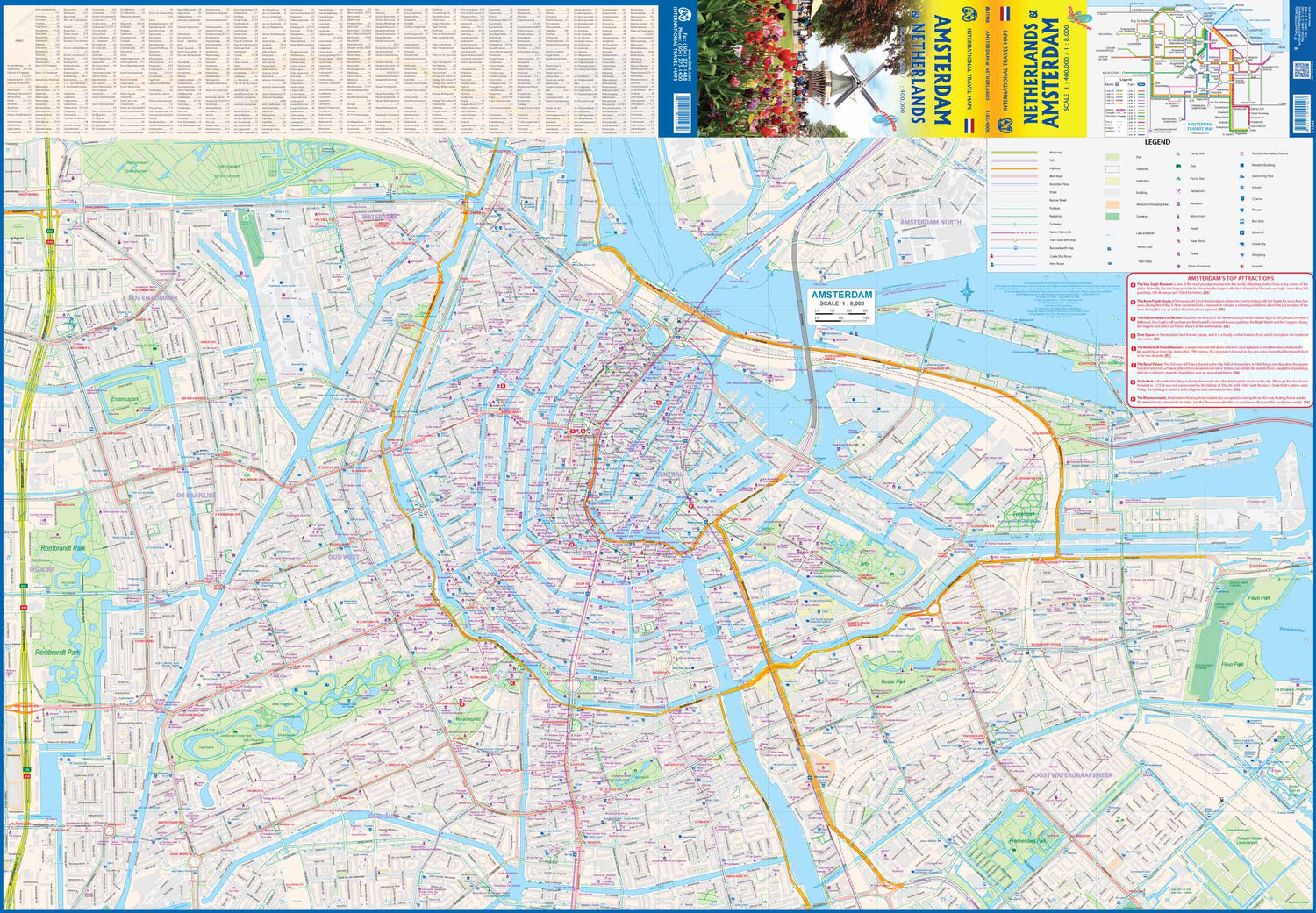 Carte de voyage - Pays-Bas & Plan d'Amsterdam | ITM carte routière ITM