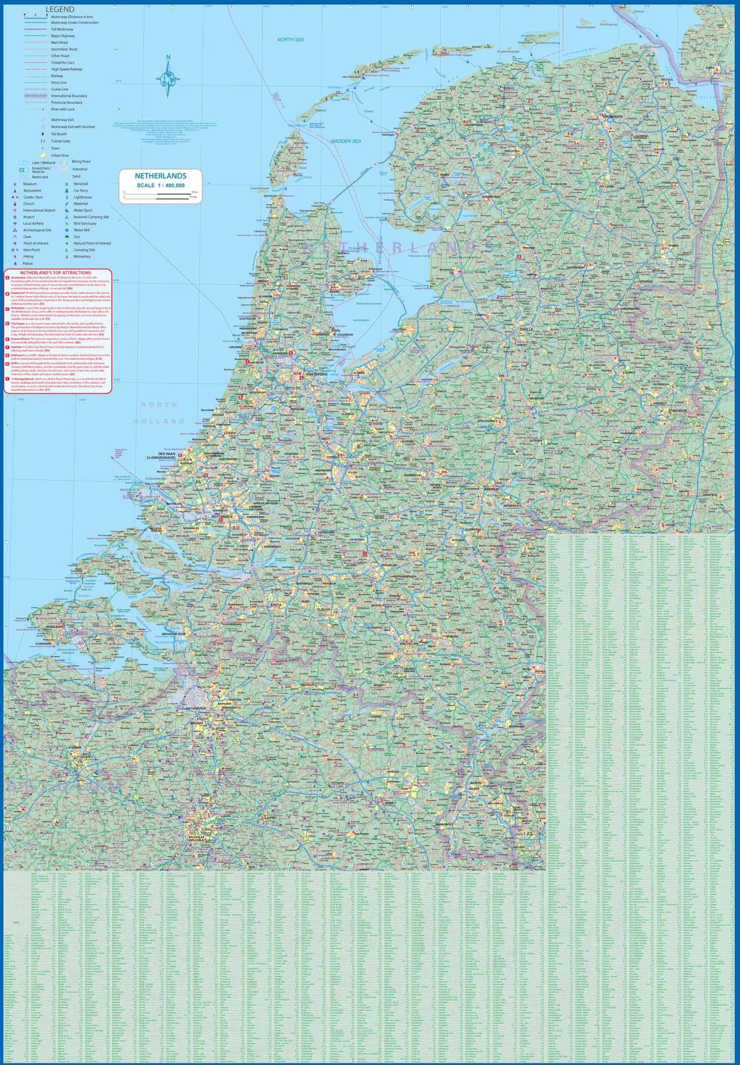 Carte de voyage - Pays-Bas & Plan d'Amsterdam | ITM carte routière ITM