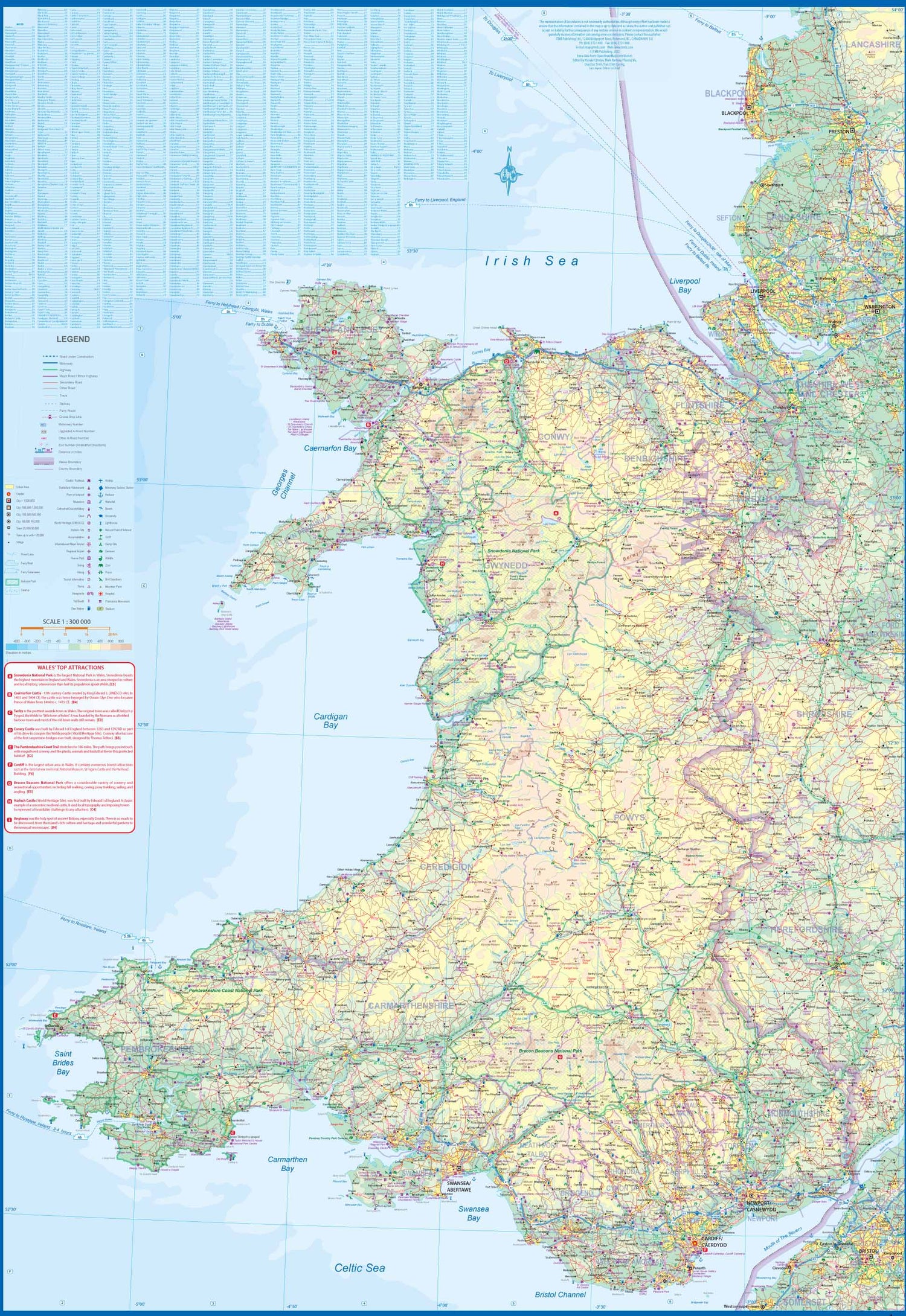 Carte de voyage - Pays de Galles & Plan de Cardiff | ITM carte routière ITM