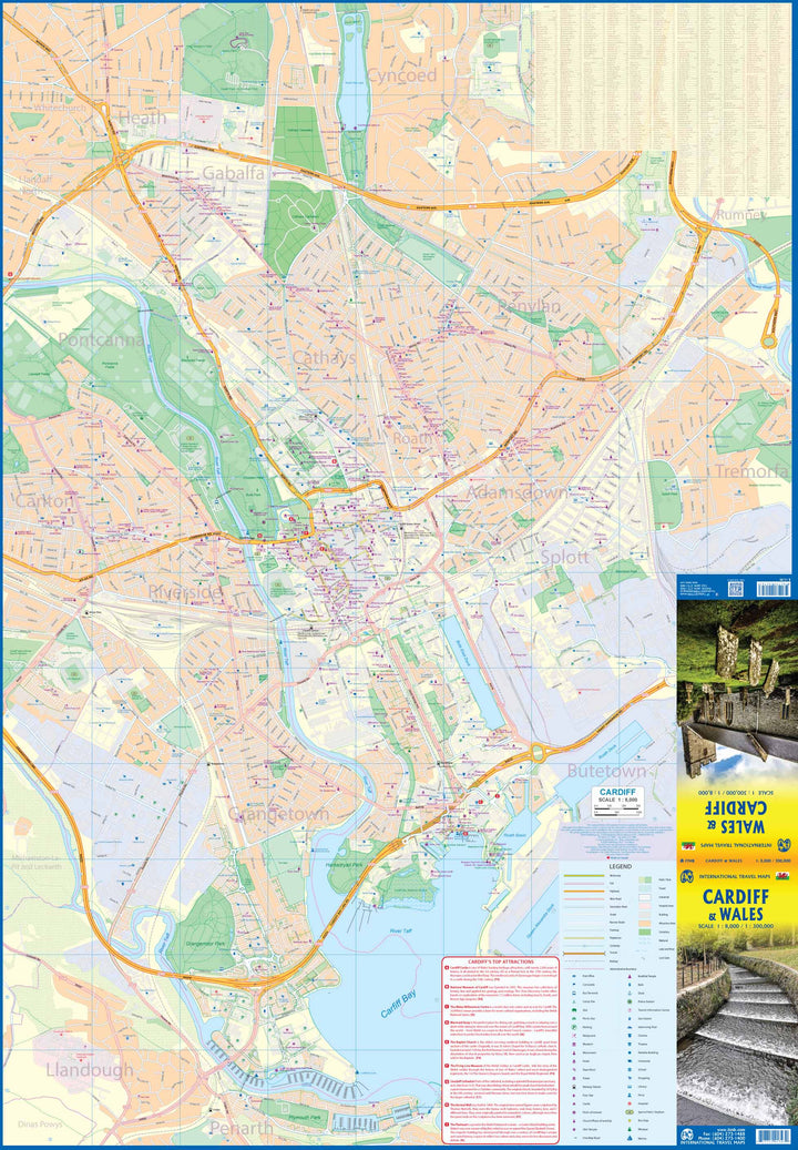 Carte de voyage - Pays de Galles & Plan de Cardiff | ITM carte pliée ITM 