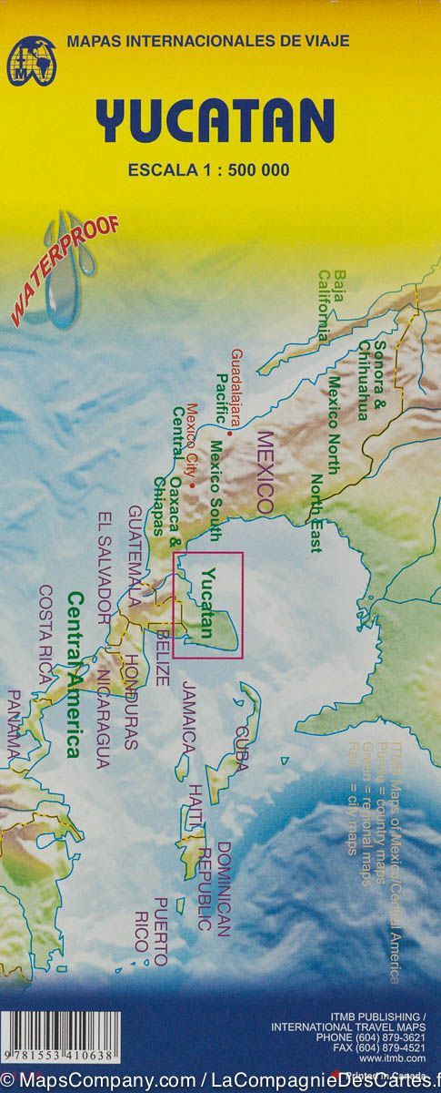 Carte de la Péninsule du Yucatan (Mexique) | ITM - La Compagnie des Cartes