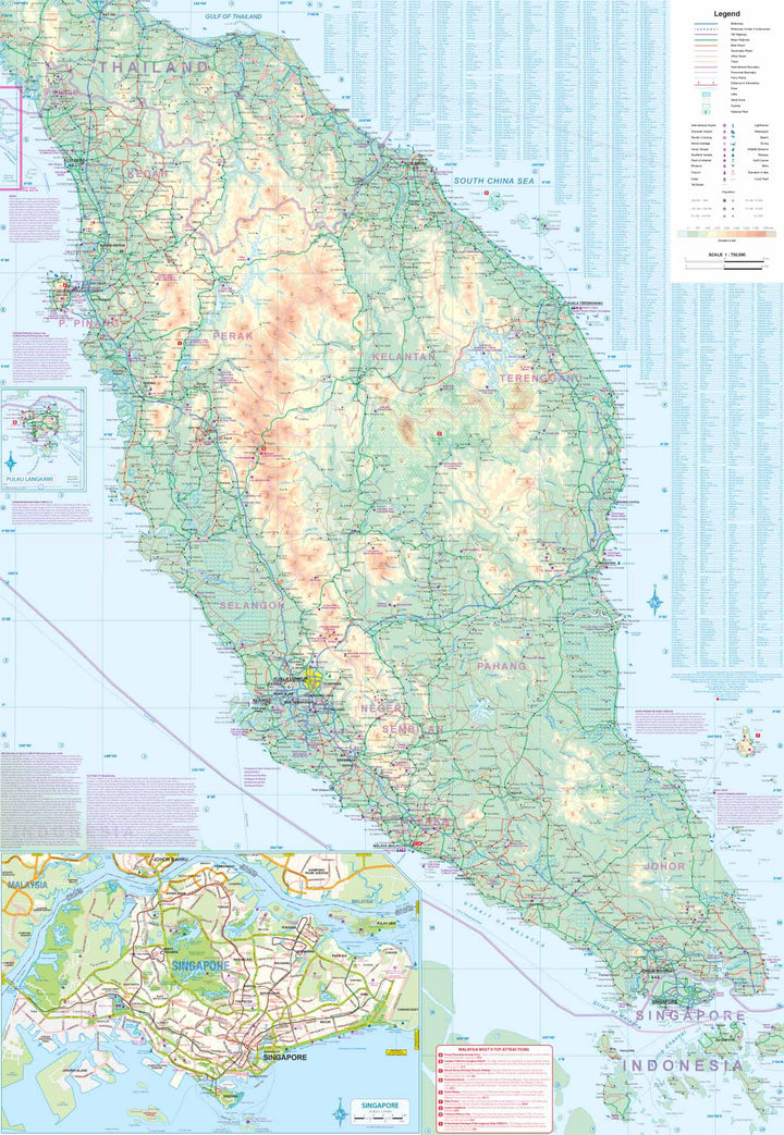 Carte de voyage - Péninsule malaise & Plan de Kuala Lumpur | ITM carte pliée ITM 