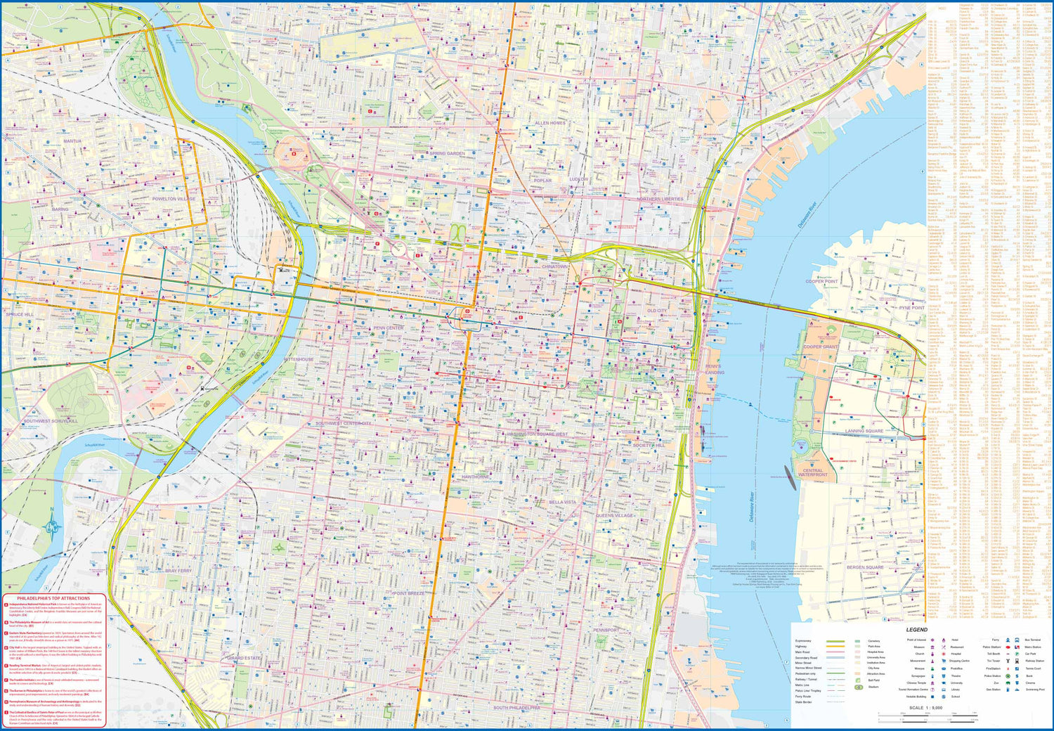 Carte de voyage - Pennsylvanie & plan de Philadelphie | ITM carte routière ITM