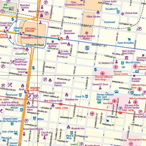 Carte de voyage - Pennsylvanie & plan de Philadelphie | ITM carte routière ITM