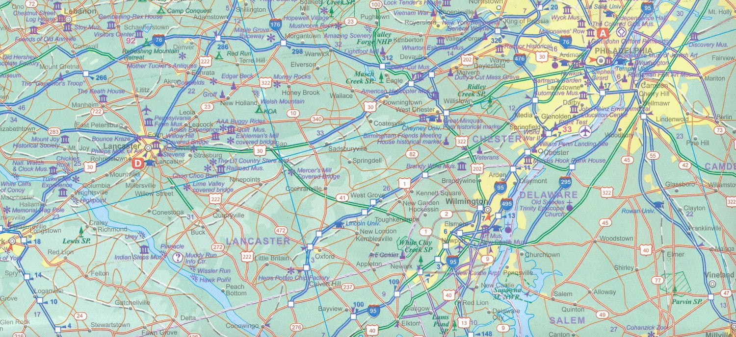 Carte de voyage - Pennsylvanie & plan de Philadelphie | ITM carte routière ITM