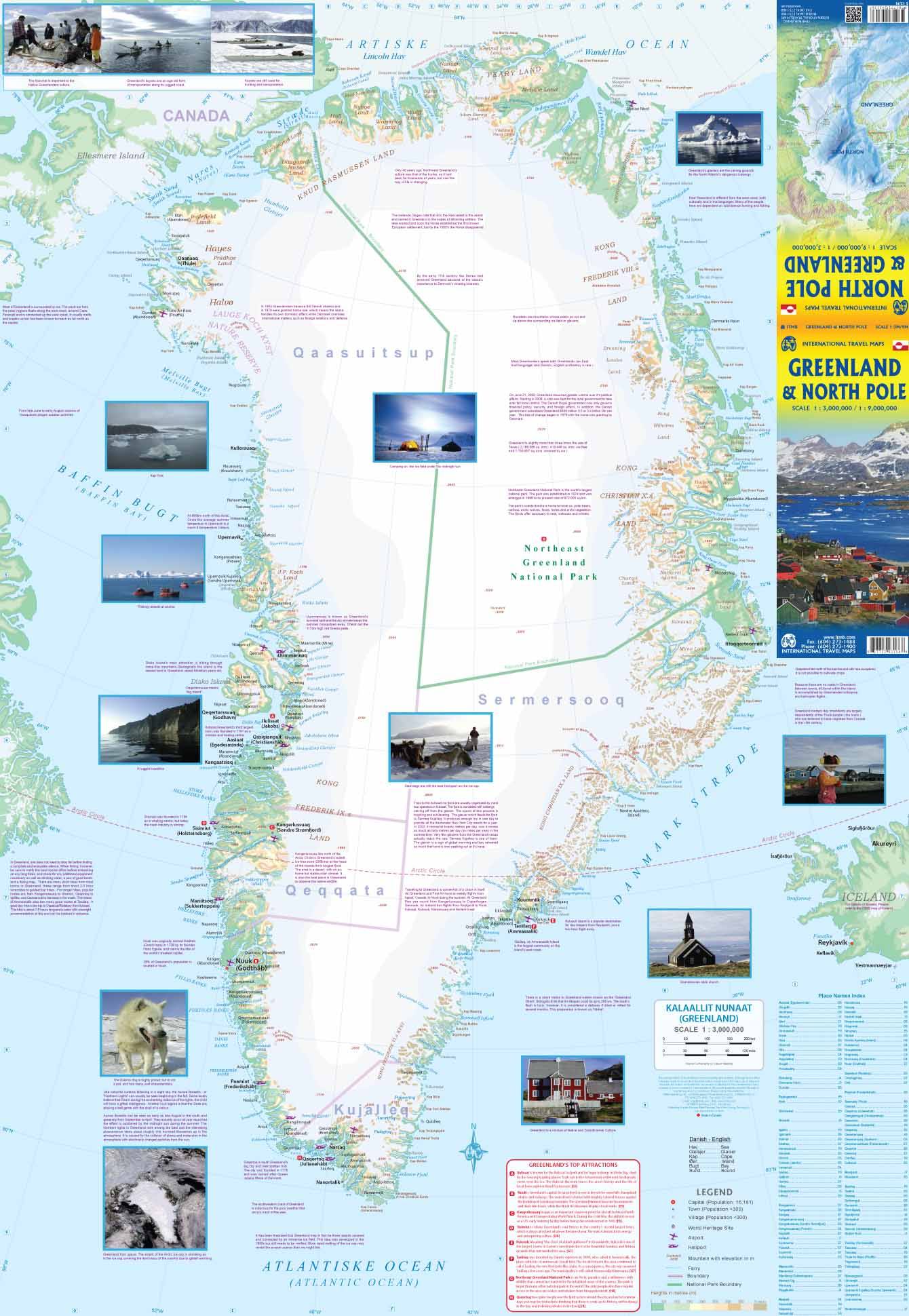Carte de voyage - Pôle Nord & Groenland | ITM carte routière ITM