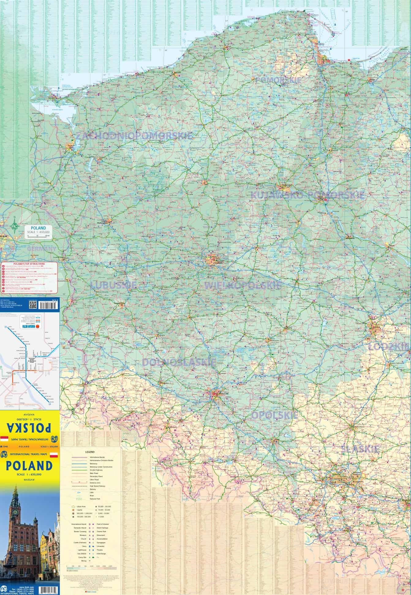 Carte de voyage - Pologne | ITM carte routière ITM