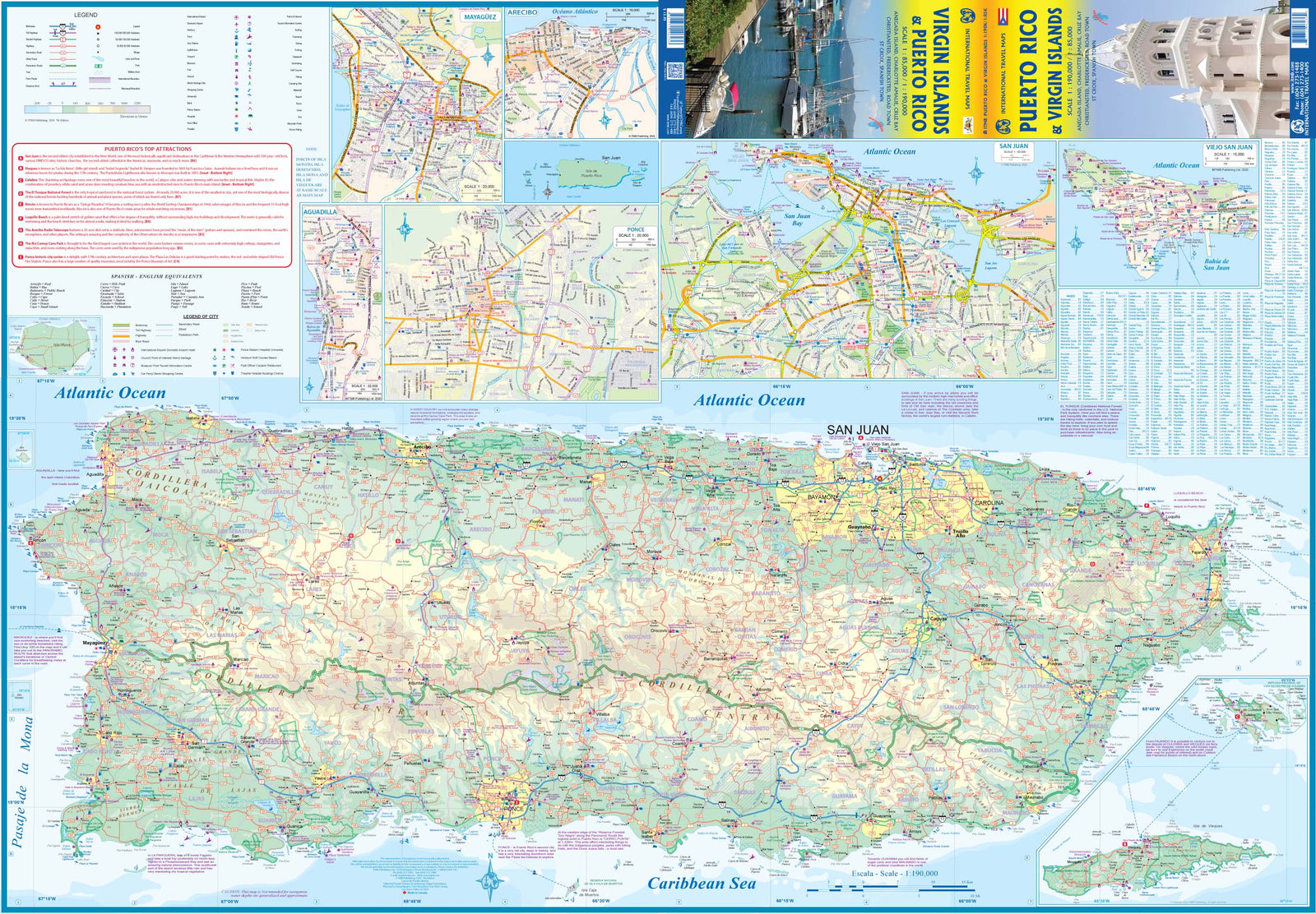 Carte de voyage - Porto Rico & Iles Vierges | ITM carte routière ITM