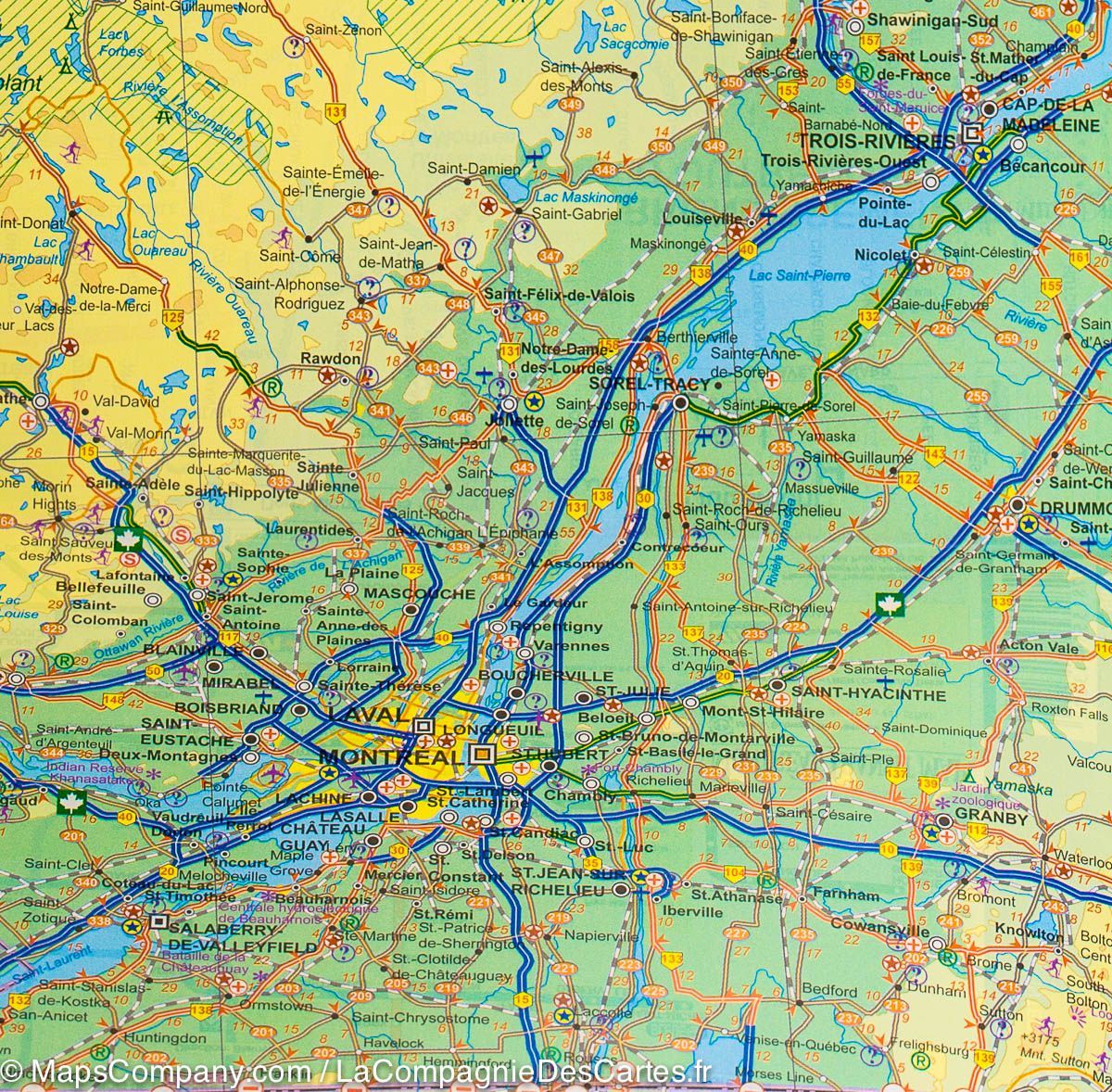 Carte de voyage - Québec Sud & Plan de Montréal | ITM carte routière ITM