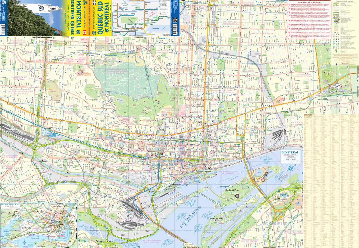 Carte de voyage - Québec Sud & Plan de Montréal | ITM carte routière ITM