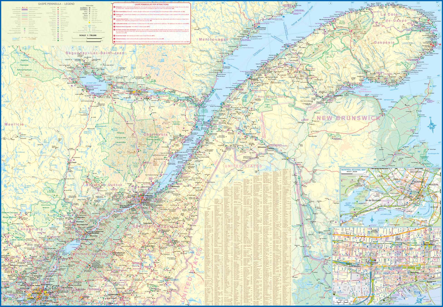Carte de voyage - Québec ville & Gaspésie | ITM carte routière ITM