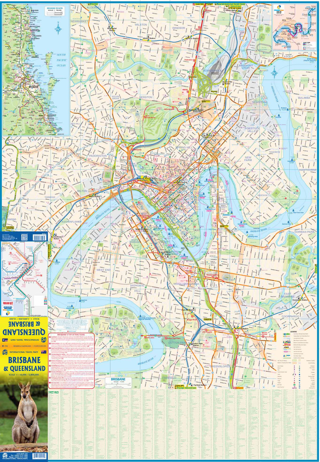 Carte de voyage - Queensland & Plan de Brisbane | ITM carte pliée ITM 