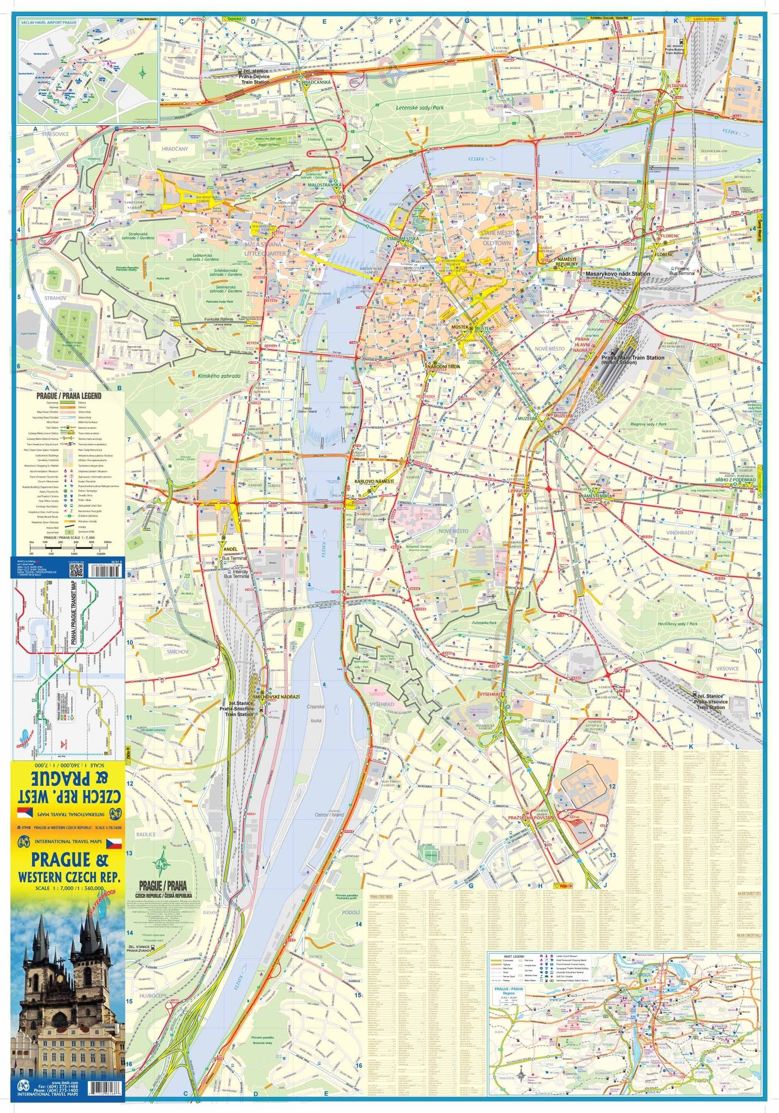 Carte de voyage - République Tchèque Ouest & Plan de Prague | ITM carte routière ITM