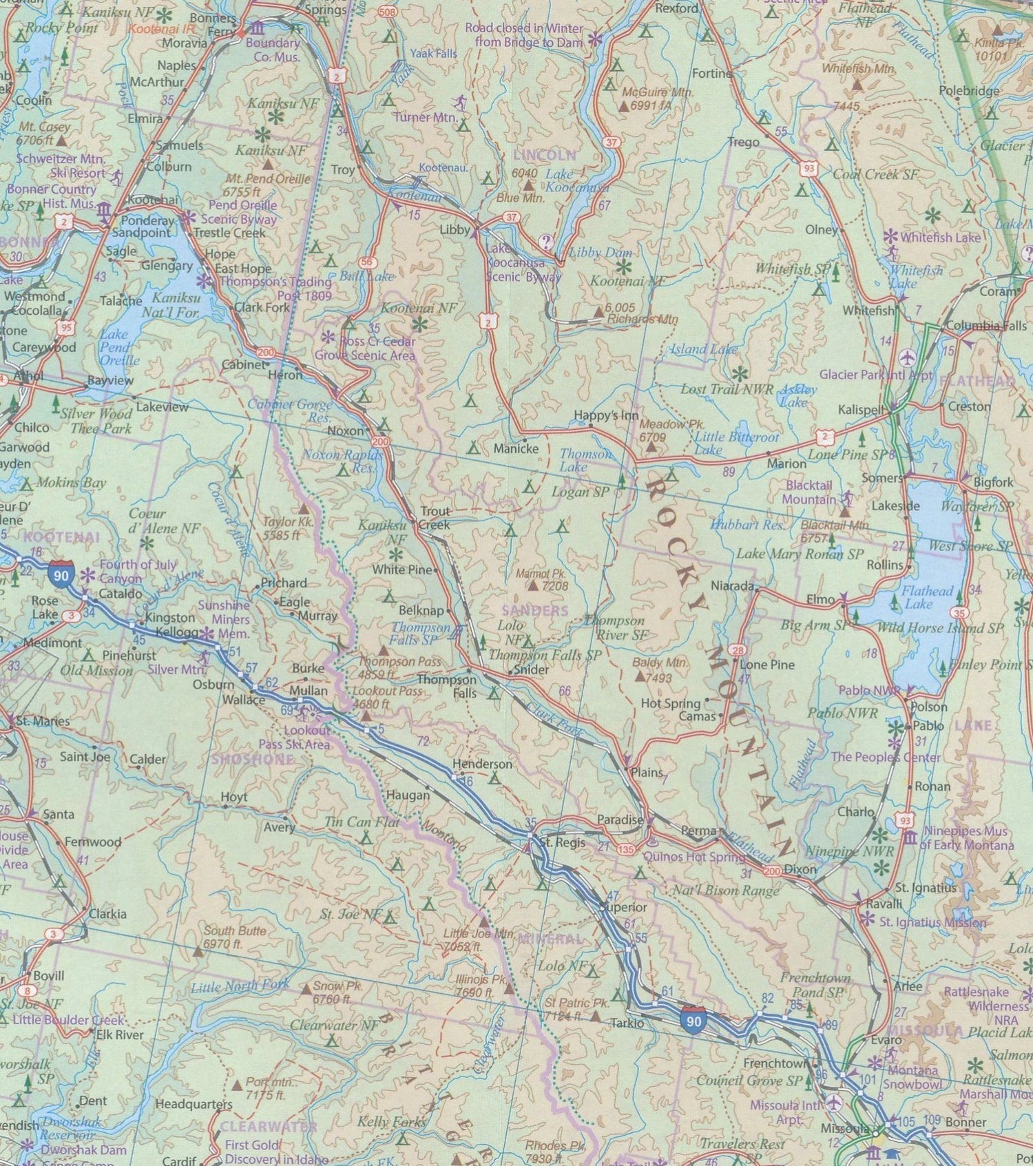 Carte de voyage - Rocheuses canadiennes & US | ITM carte routière ITM