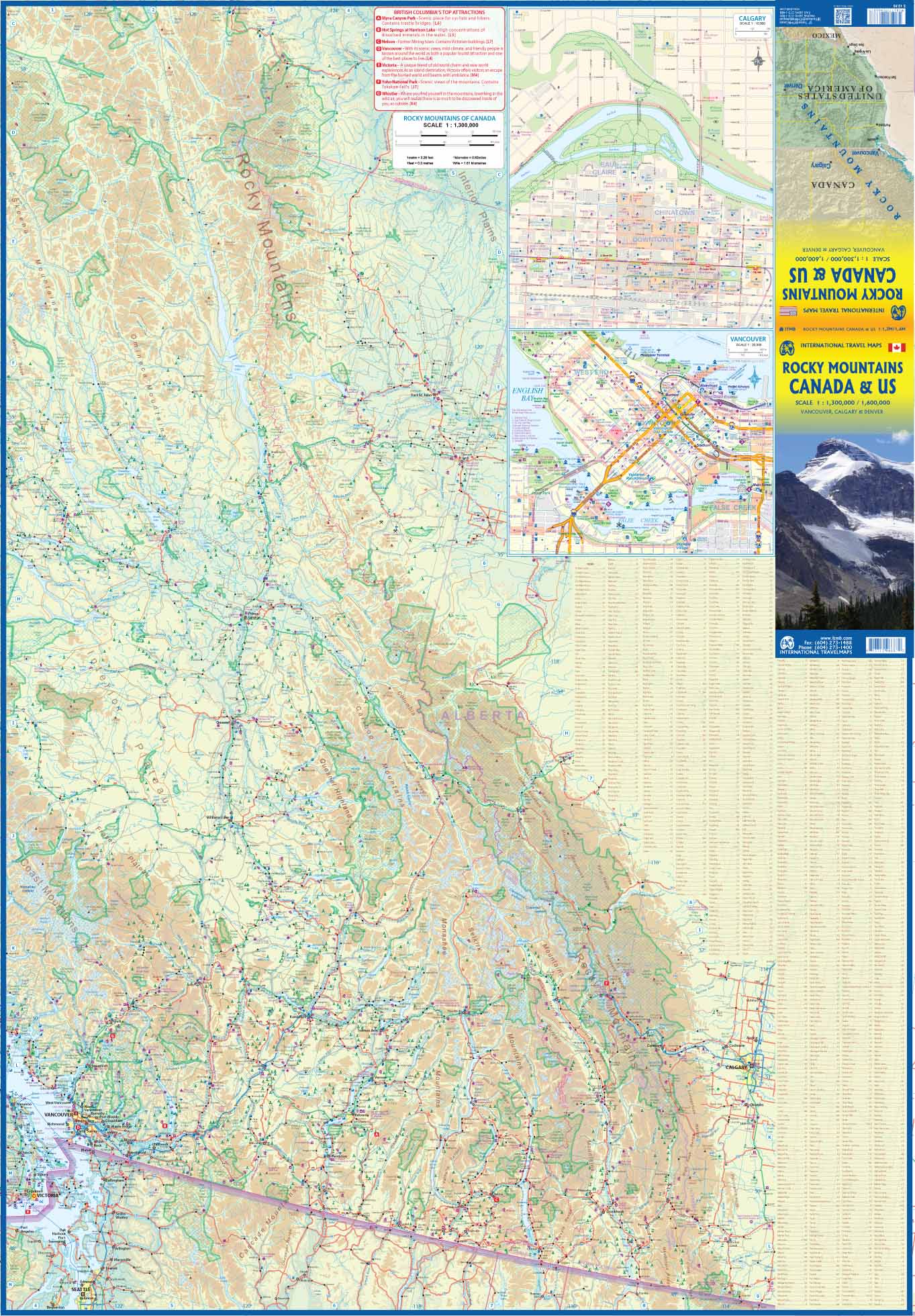 Carte de voyage - Rocheuses canadiennes & US | ITM carte routière ITM