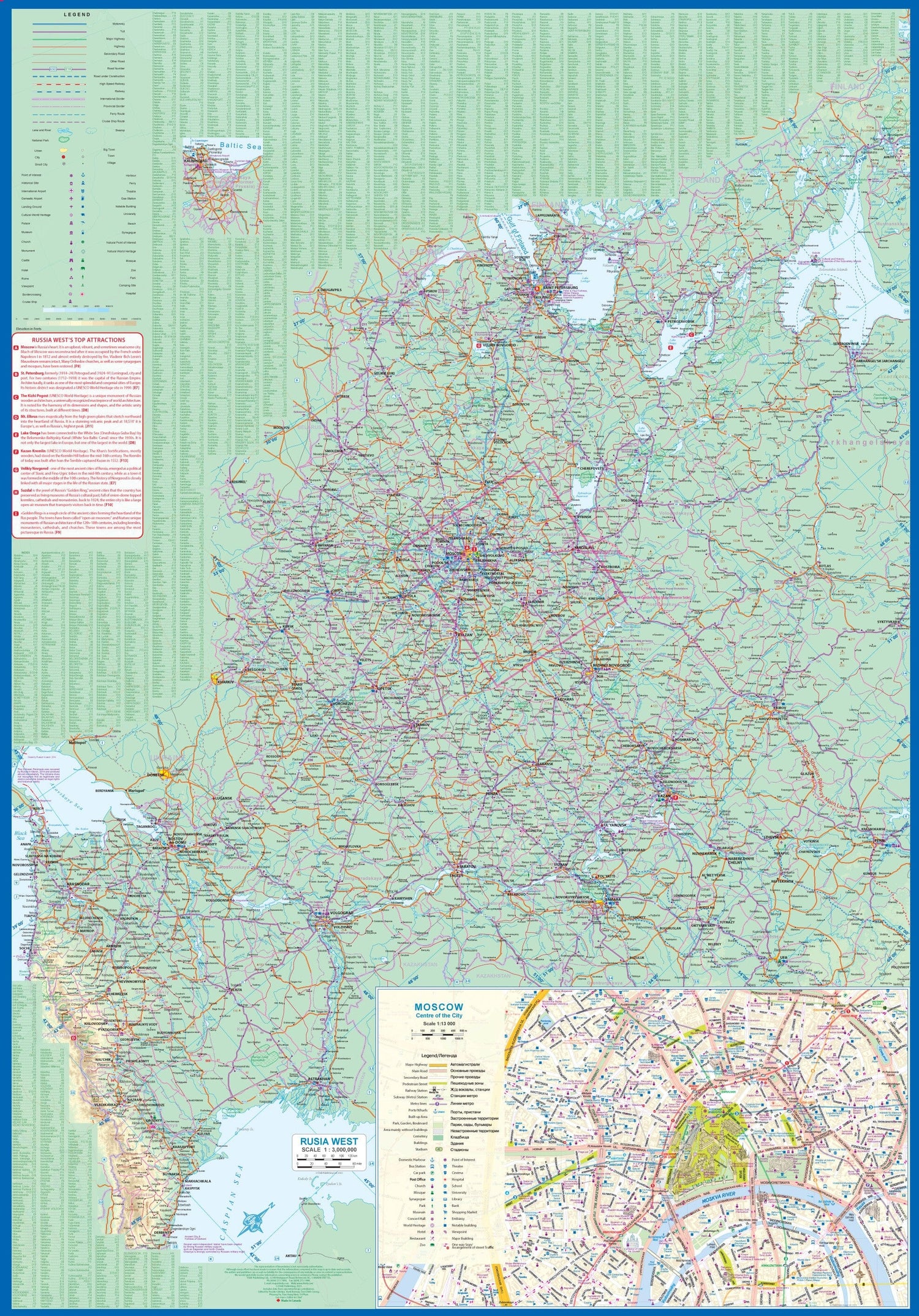 Carte de voyage - Russie Ouest & Anneau d'Or | ITM carte routière ITM