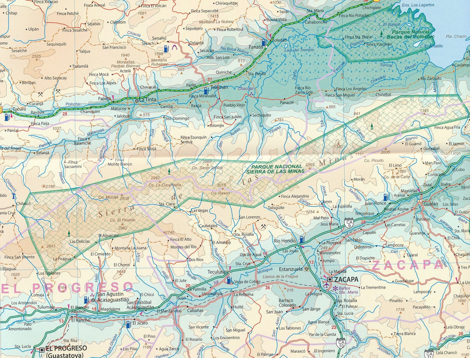 Carte de voyage - Salvador & Guatemala Sud | ITM carte routière ITM